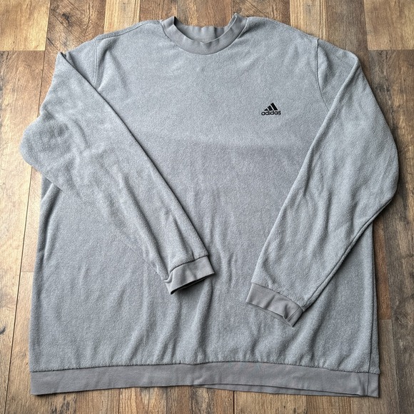 Adidas Sweatshirt Men's 2XL Gray Fleece Athletic Training Fitness Running 4382 - Picture 1 of 13